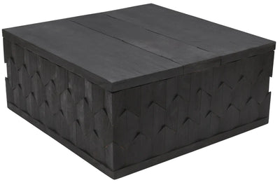 Timeless Charm: Dark Gray Solid Wood Square Distressed Coffee Table
