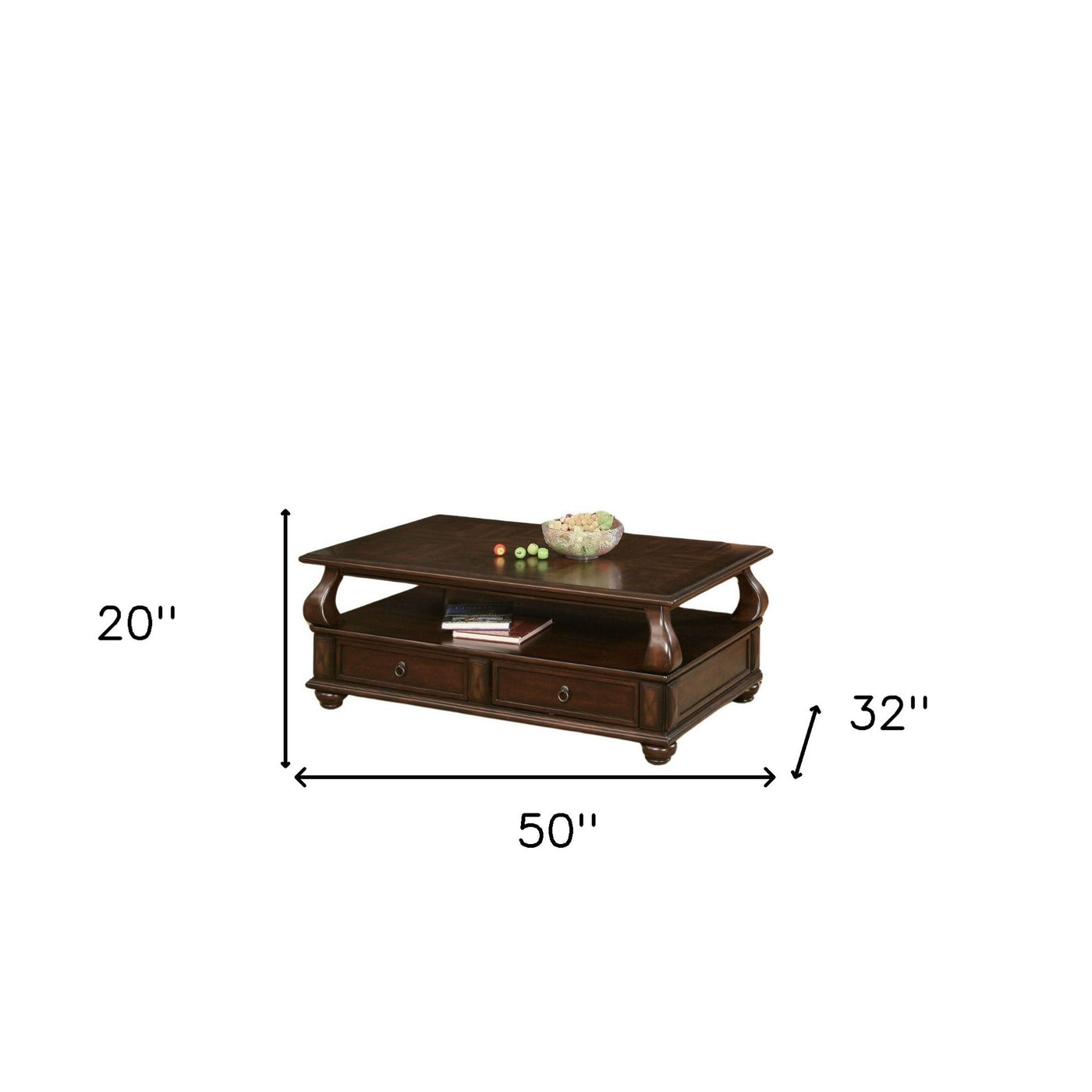 50" X 32" X 20" Walnut Coffee Table