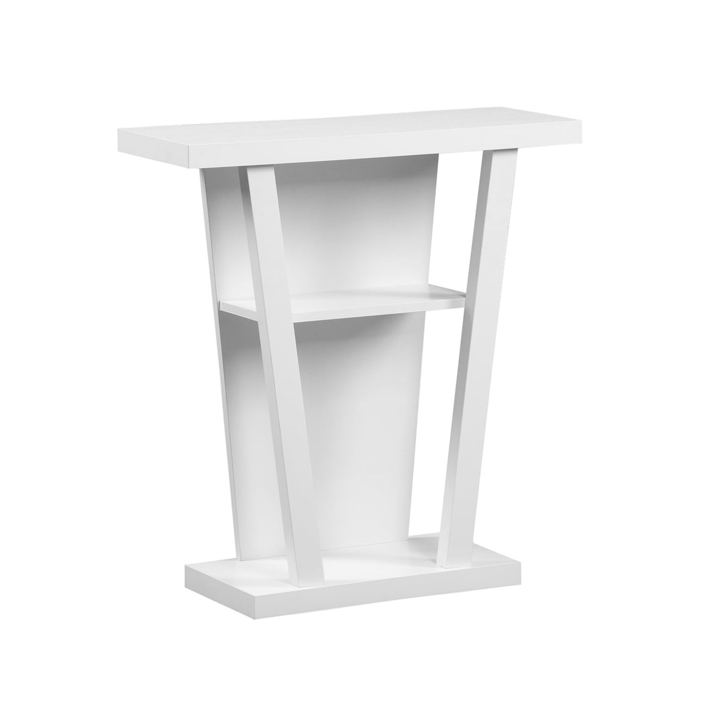 34" White End Table With Two Shelves