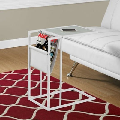 White Modern Metal And Glass Tv Table