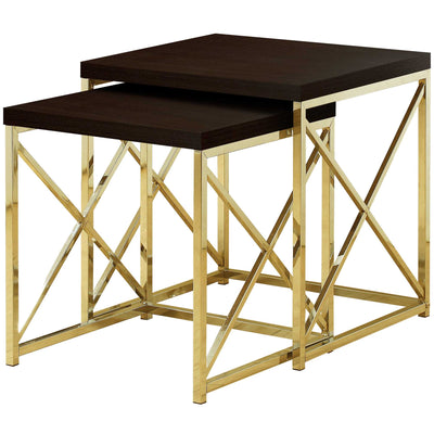 41" Gold And Brown Nested Tables