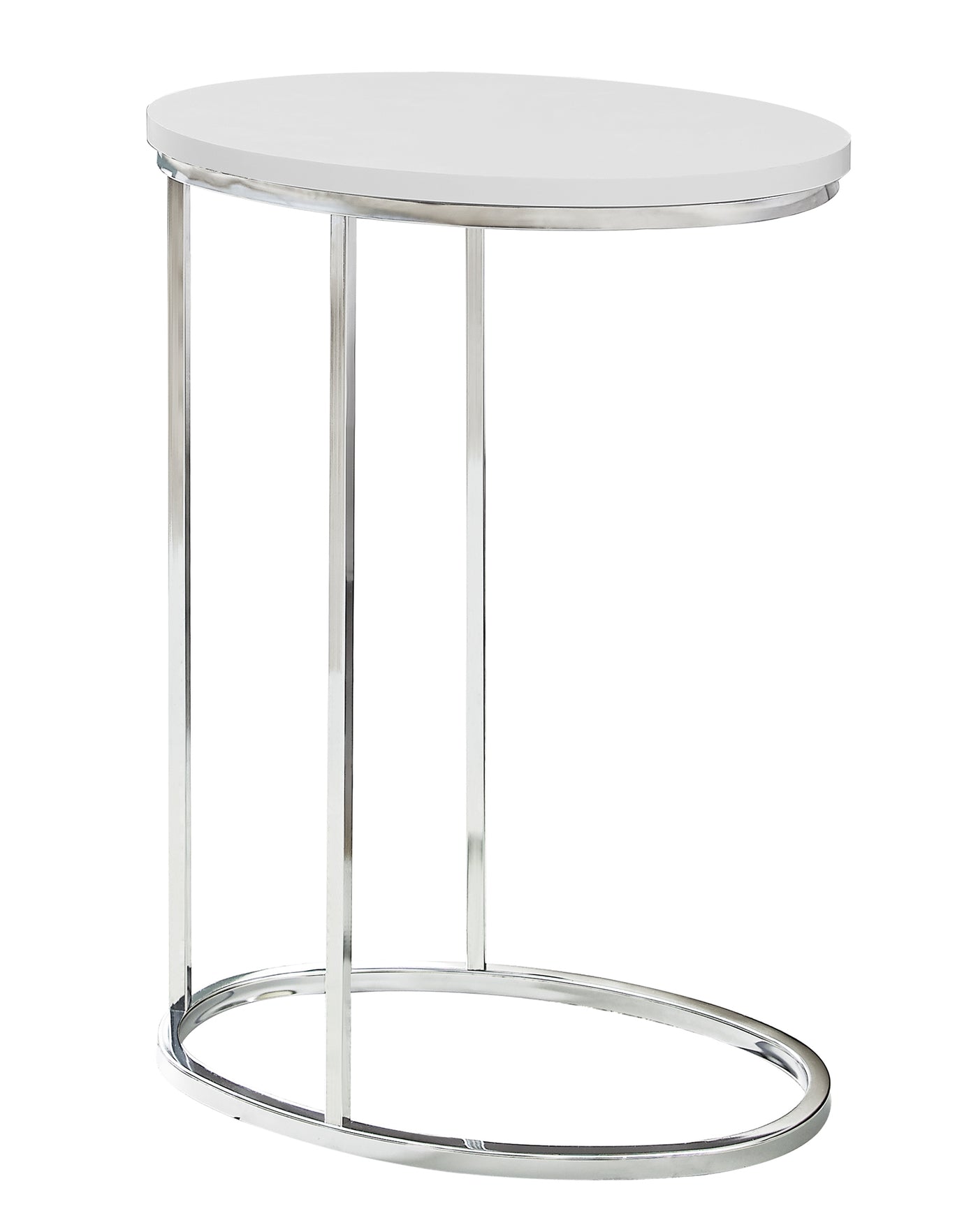 18.5" X 12" X 25" White Particle Board Metal Accent Table