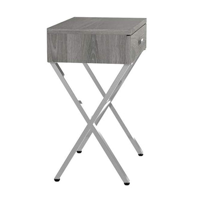 22" Silver And White End Table With Drawer