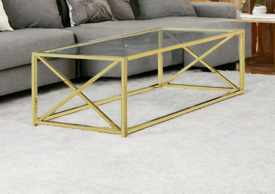 17.25" Chrome Metal And Clear Tempered Glass Coffee Table