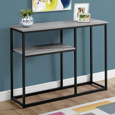 42" Gray And Black Frame Console Table With Storage