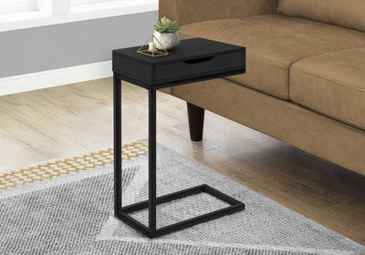 16" X 10.25" X 24.5" Black Metal With A Drawer Accent Table