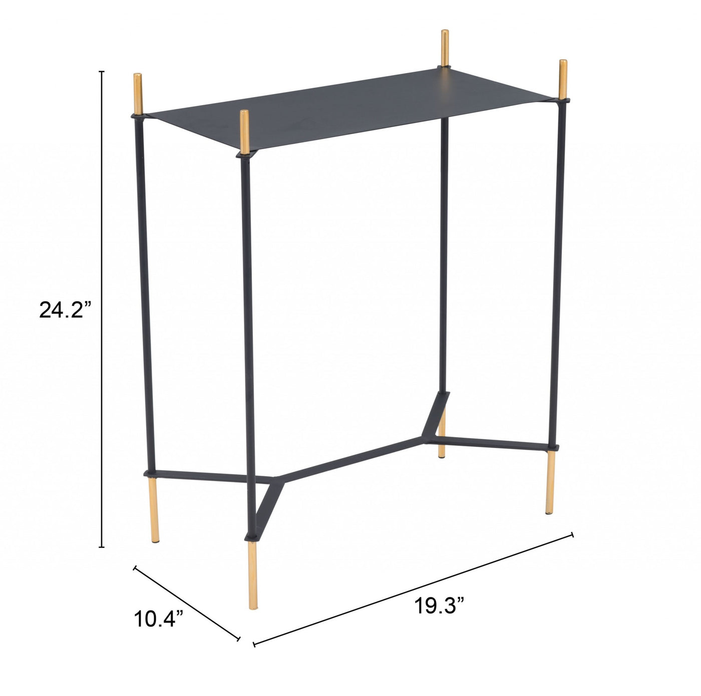 Moderna Black and Gold Accent Side Table