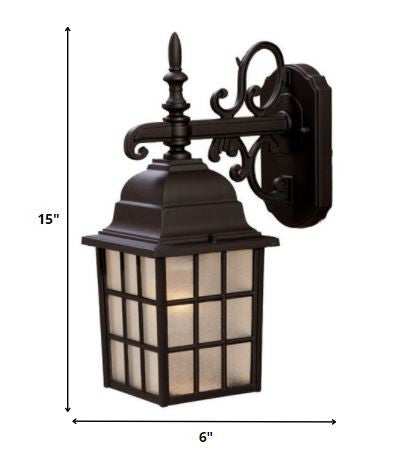 Dark Brown Window Pane Lantern Wall Light