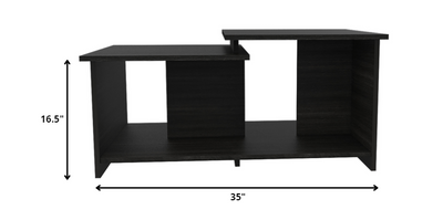 35" Black Manufactured Wood Rectangular Coffee Table