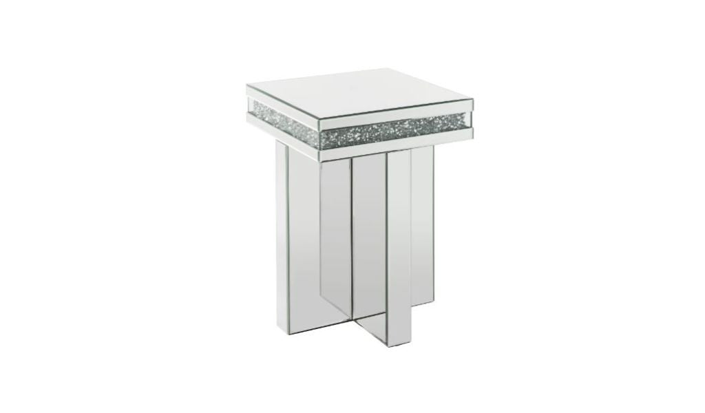24" Mirrored And Manufactured Wood Square End Table