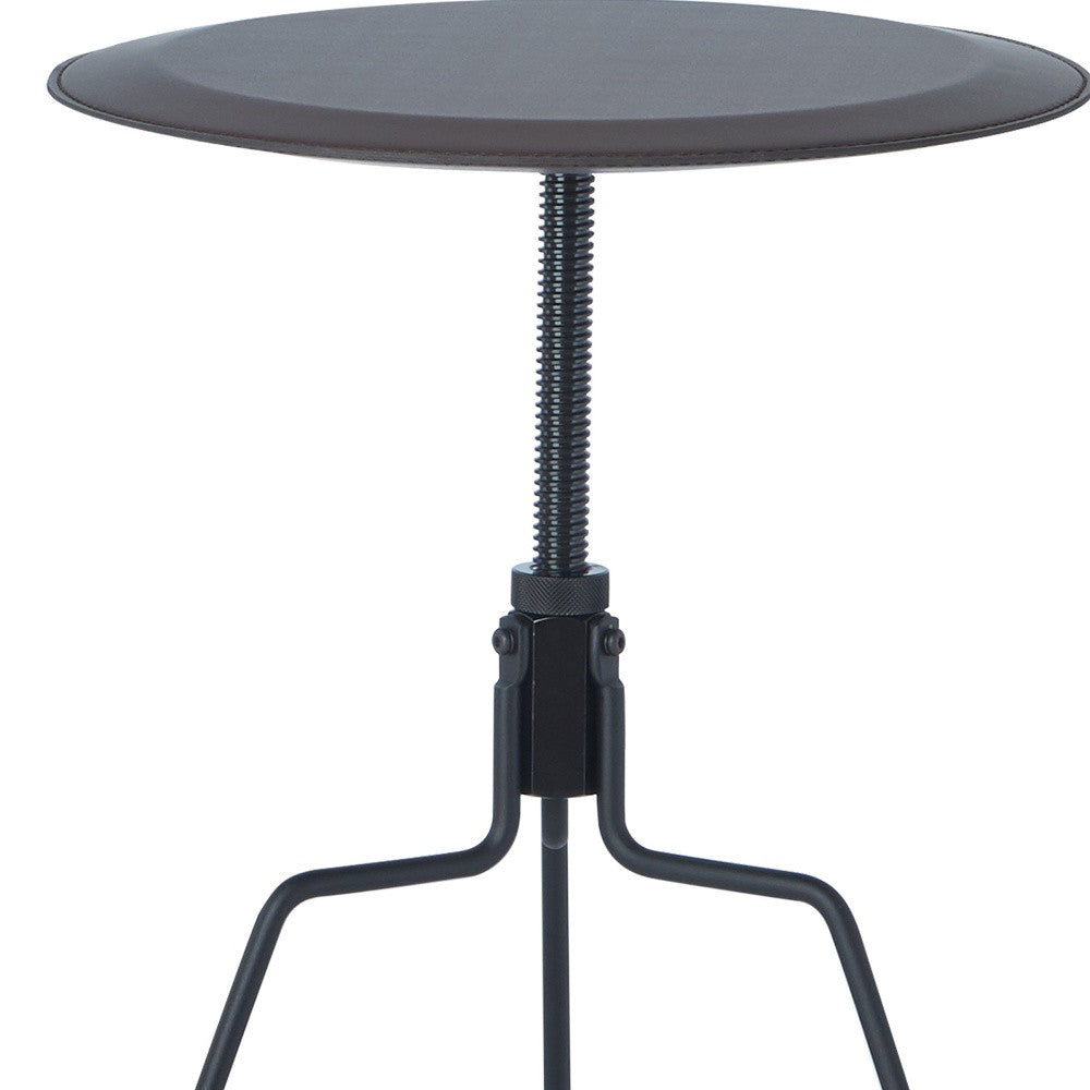25" Sandy Black And Espresso Veneer And Metal Round End Table