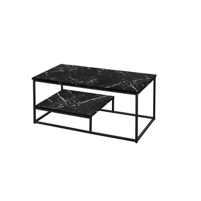 Set Of Three 42" Black Rectangular Coffee Table With Shelf