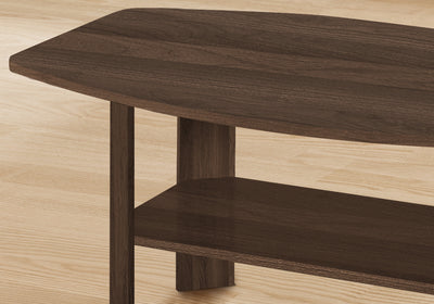Set Of Three 36" Dark Walnut Rectangular Coffee Table With Three Shelves