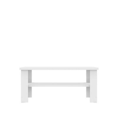 35" White Rectangular Coffee Table With Shelf