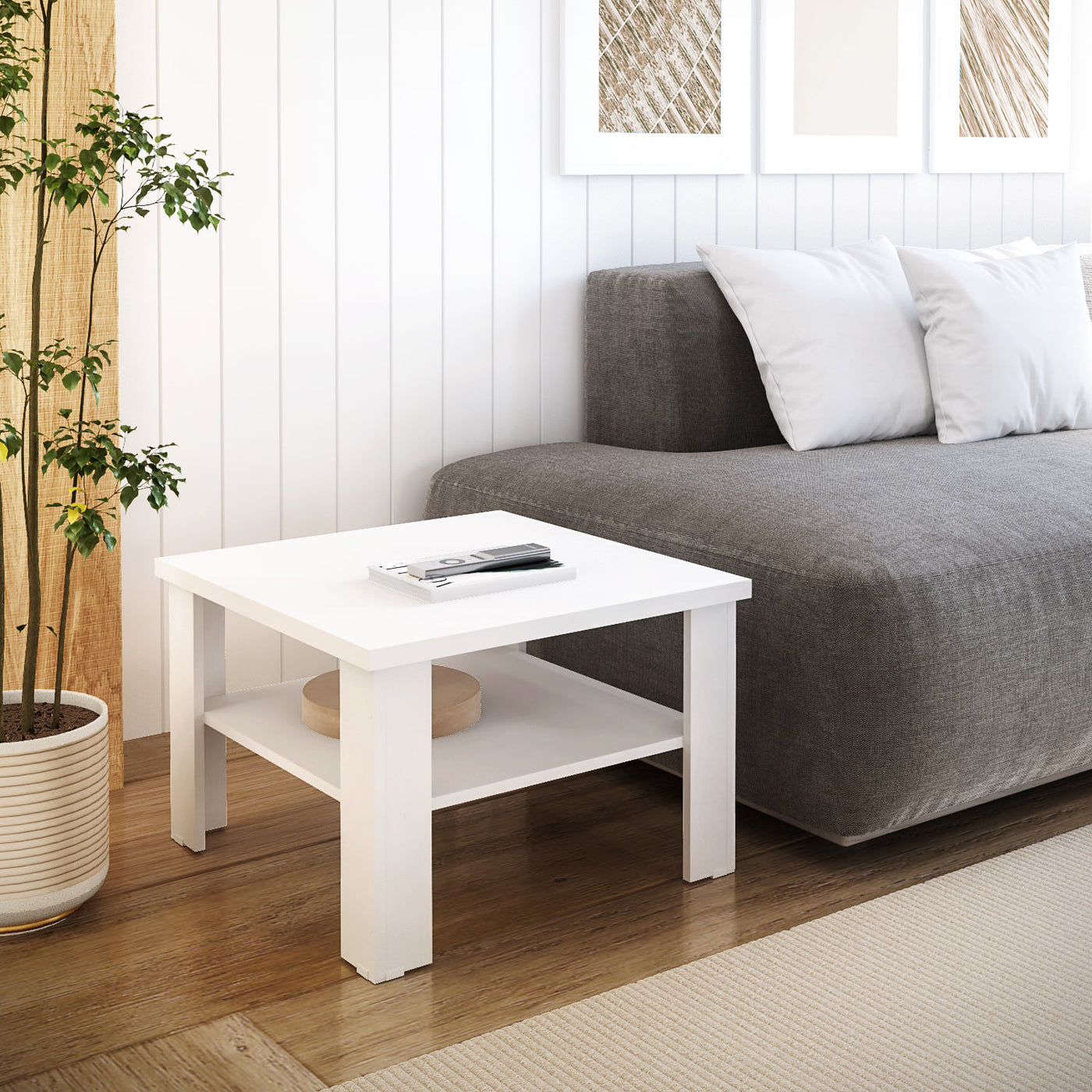36" White End Table