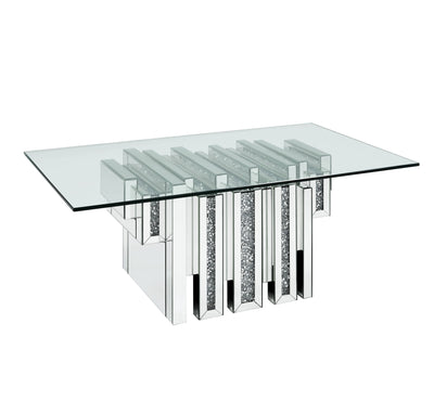 47" Mirrored And Clear Glass And Manufactured Wood Rectangular Mirrored Coffee Table