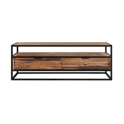50" Brown And Black Solid Wood Rectangular Coffee Table With Shelf