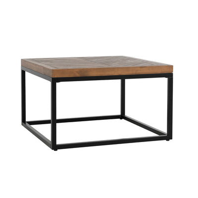 30" Black And Brown Solid Wood Square Distressed Coffee Table