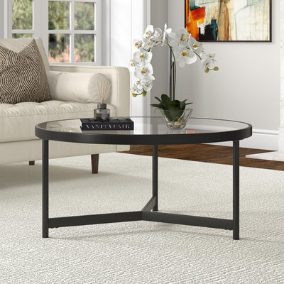 32" Black Glass Round Coffee Table