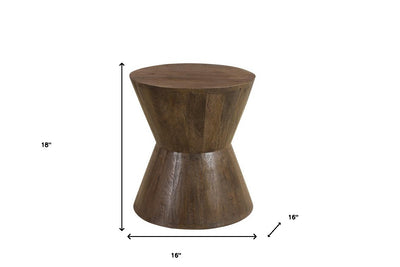 18" Dark Brown Solid Wood Round End Table