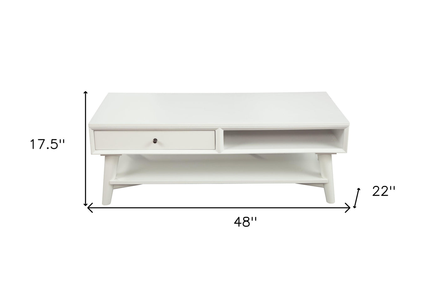 48" White Rectangular Coffee Table With Drawer