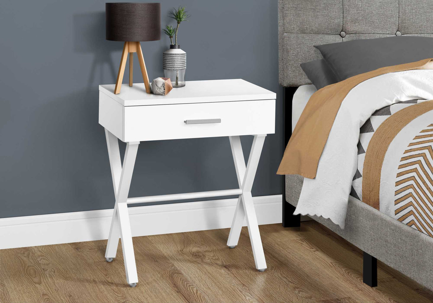 22" White End Table With Drawer