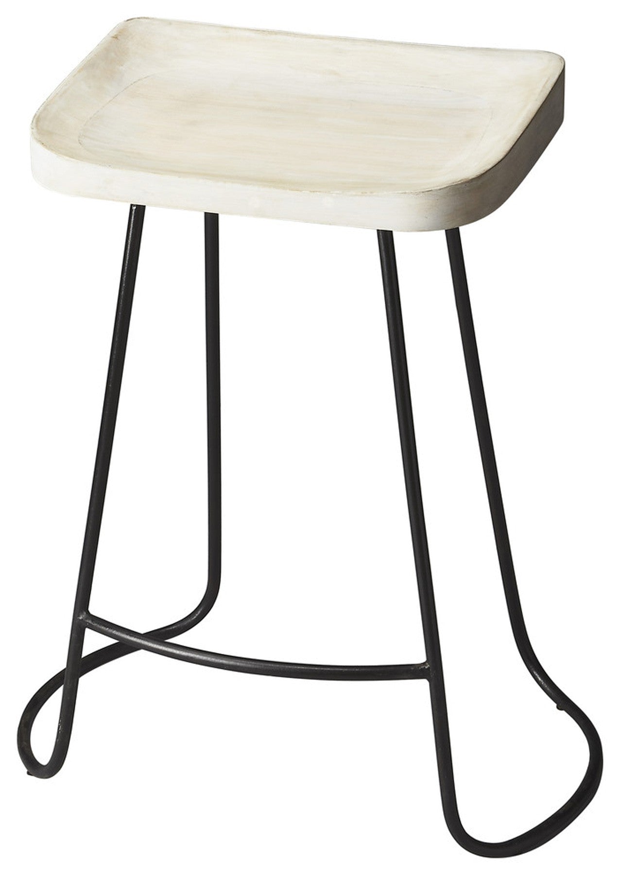 " Off White And Black Iron Backless Counter Height Bar Chair