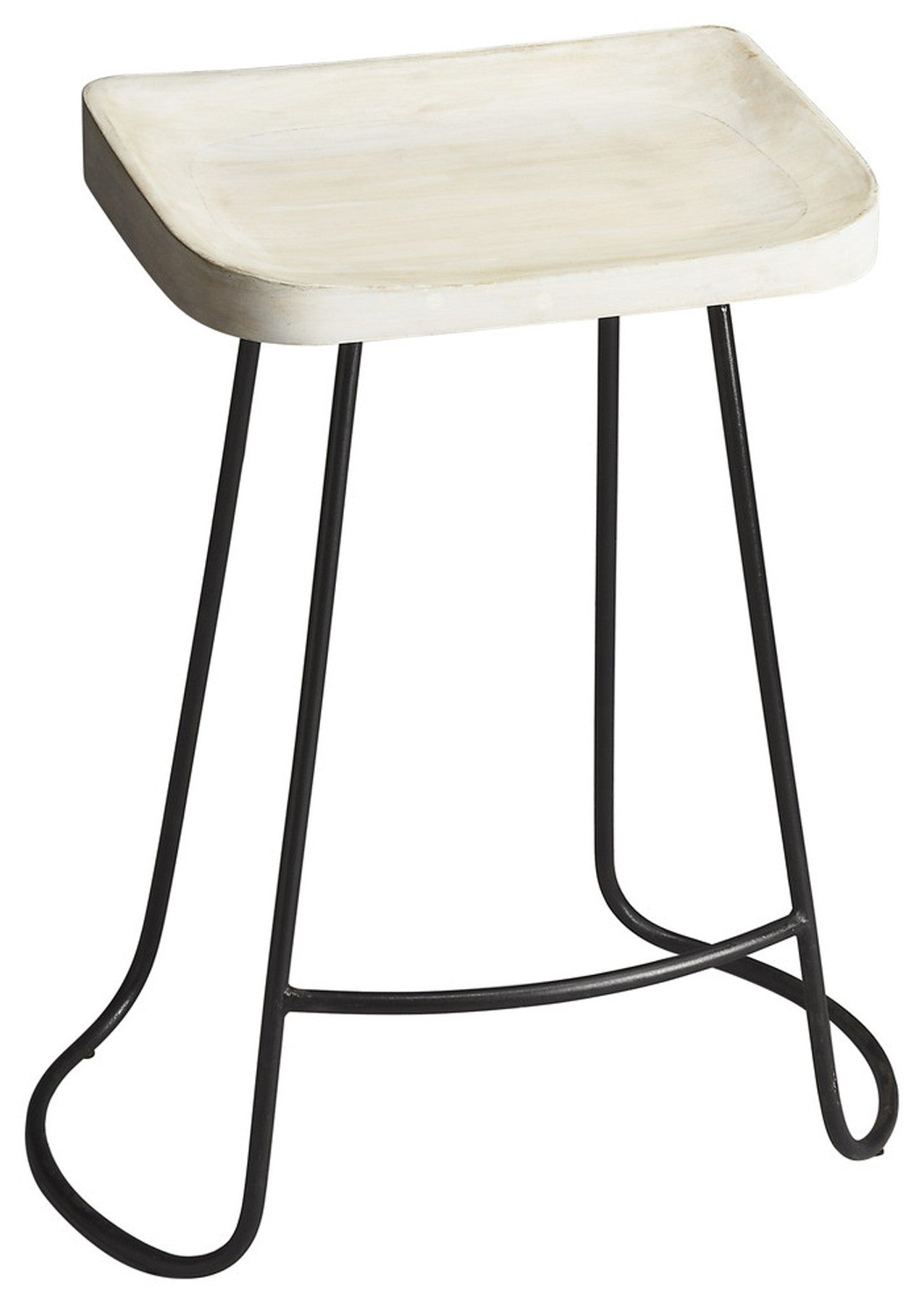 " Off White And Black Iron Backless Counter Height Bar Chair