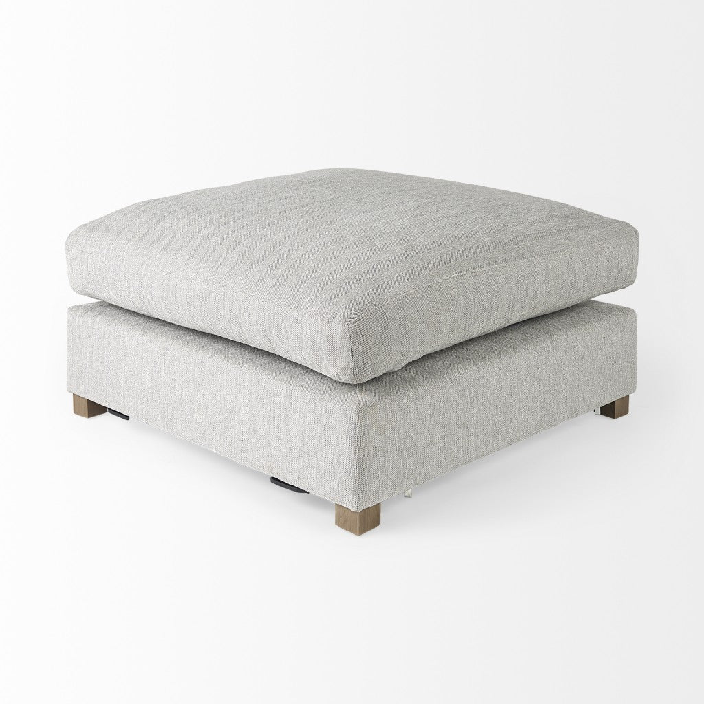 39" Light Gray Polyester And Brown Cocktail Ottoman