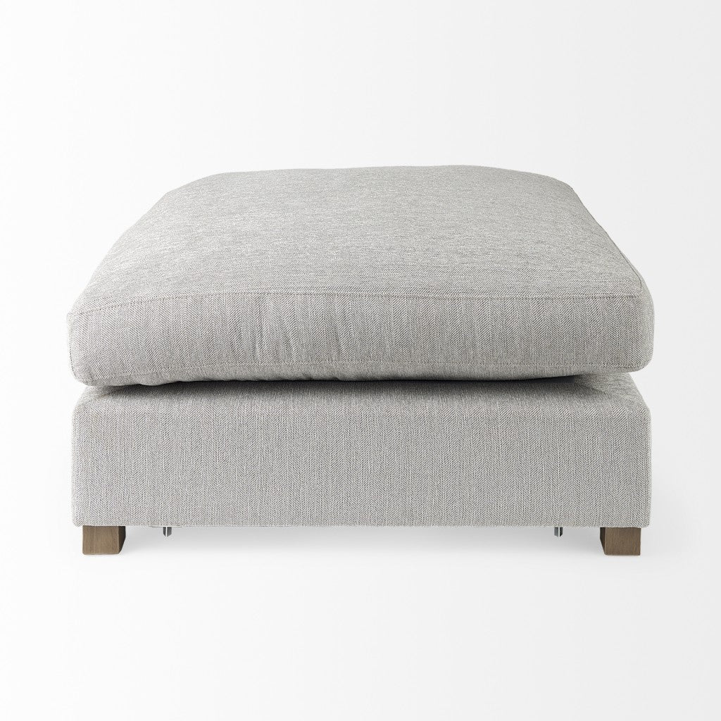39" Light Gray Polyester And Brown Cocktail Ottoman