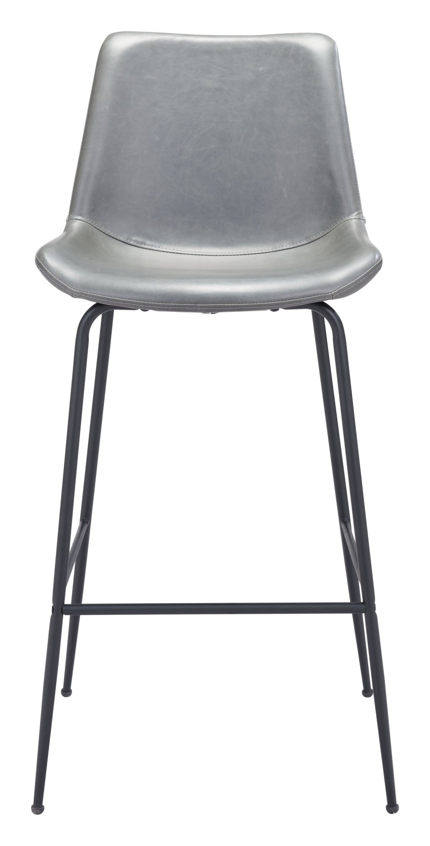 31" Gray And Black Steel Low Back Bar Height Bar Chair