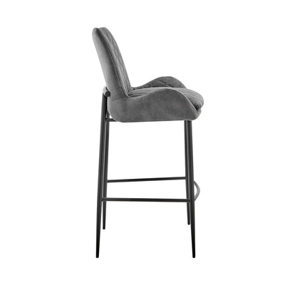26" Charcoal And Black Iron Counter Height Bar Chair
