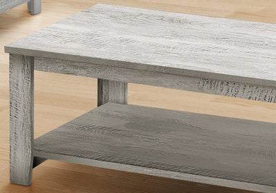 Set Of Three 42" Gray Rectangular Coffee Table With Three Shelves