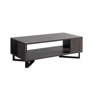 47" Gray And Black Distressed Coffee Table With Shelf